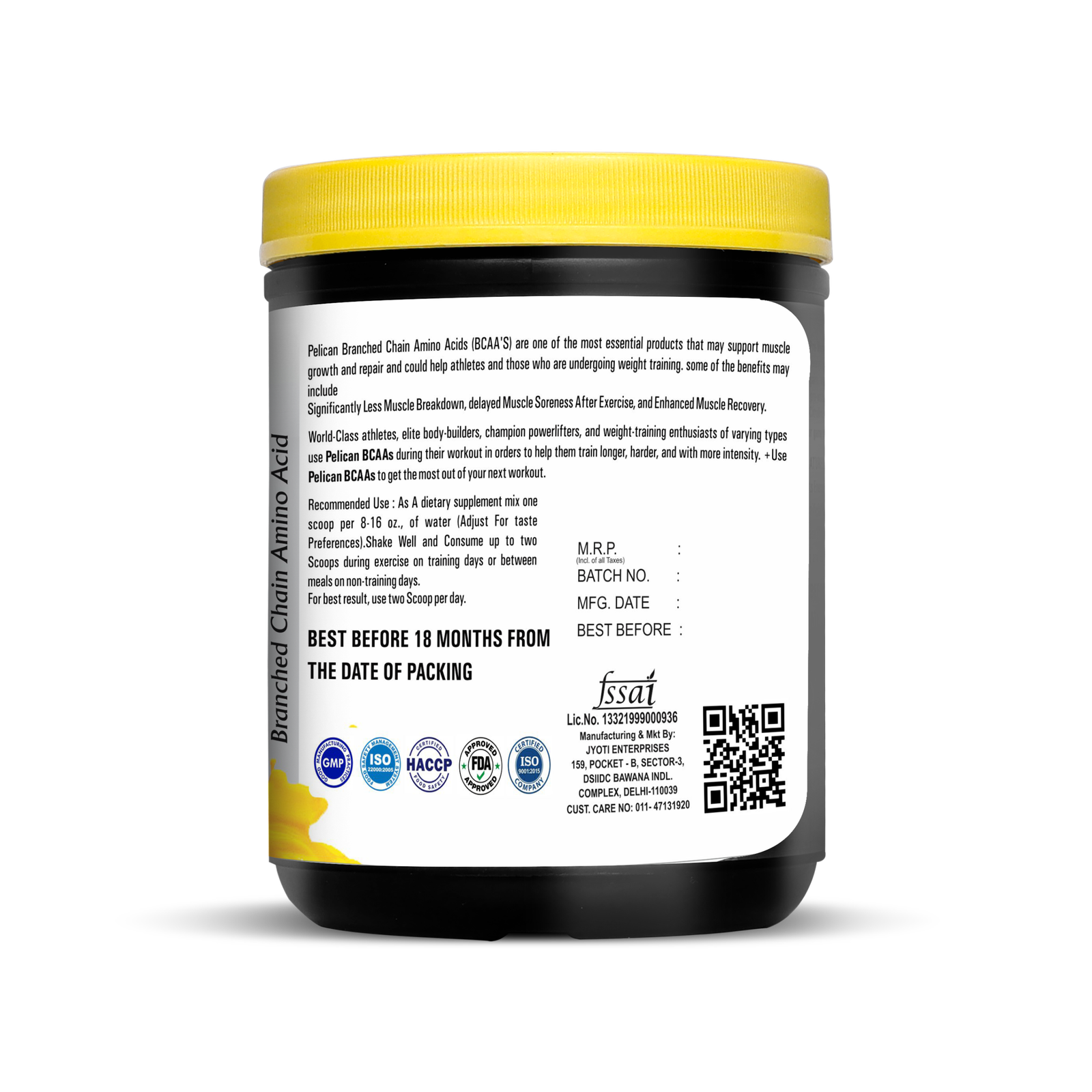 Pelican Nutrition – Quality Sports Nutrition FEEL-UP BCAA Powder (300g) | 2:1:1 Ratio | 6g BCAAs Per Serving | Mango Flavour - Image 2